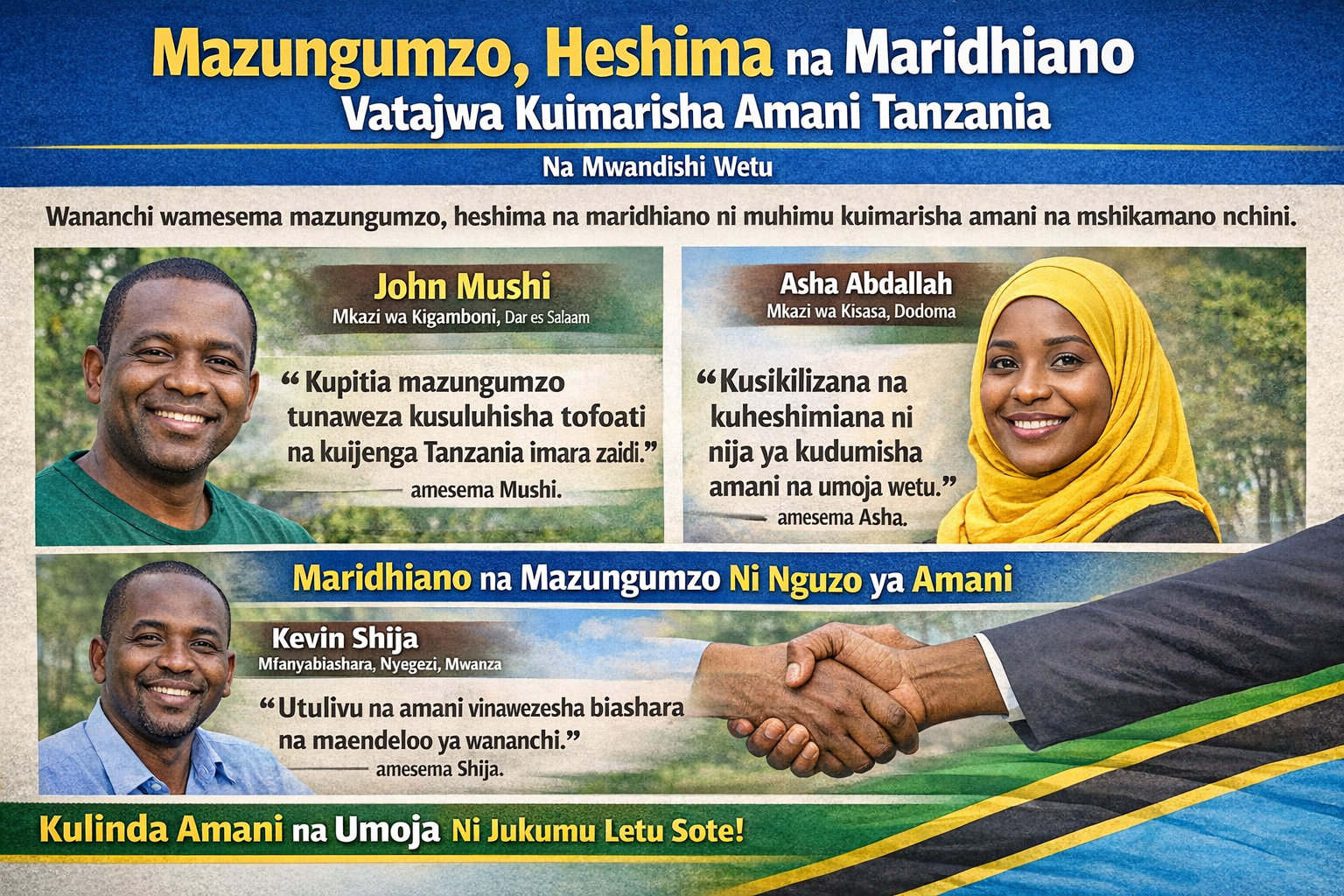 Mazungumzo, Heshima na Maridhiano Vatajwa Kuimarisha Amani Tanzania